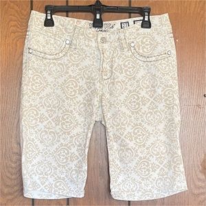 Miss Me Tapestry Cargo Bermuda Jean Shorts